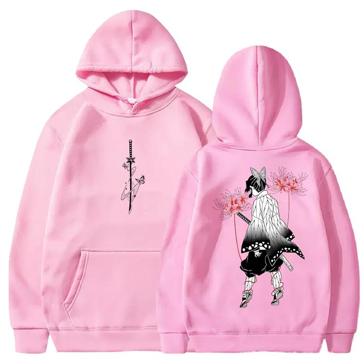 Kochou Shinobu Demon Slayer Hoodies Manga Graphic Sweatshirts Men Women Clothing Fall Winter Fleece Street Fashion Streetwear