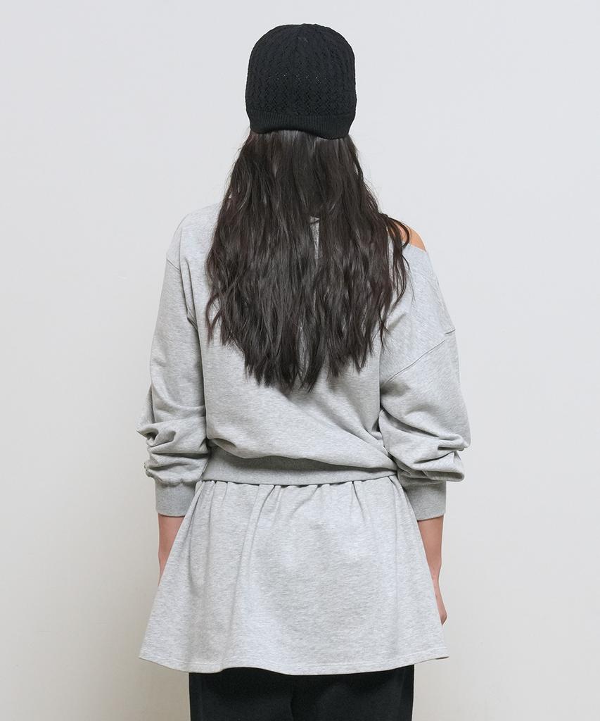 General Idea Boat Neck Sweatshirt Dress [Melange Grey] / Gf2Lop509