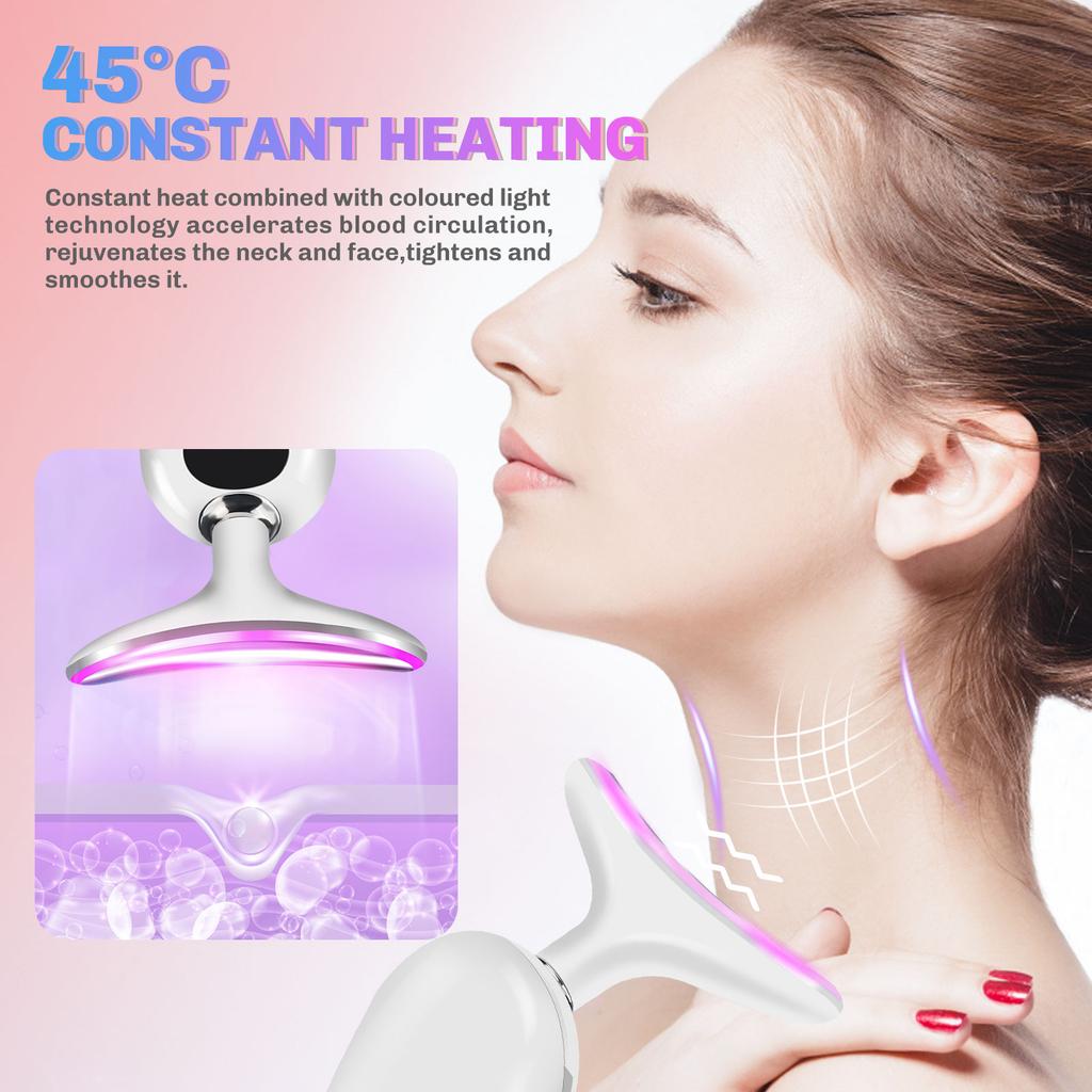 Facial Massager Neck Beauty Device 3 Light Modes Heating Vibration Lifting Tightening Skin Rejuvenation Clean Neck Instrument