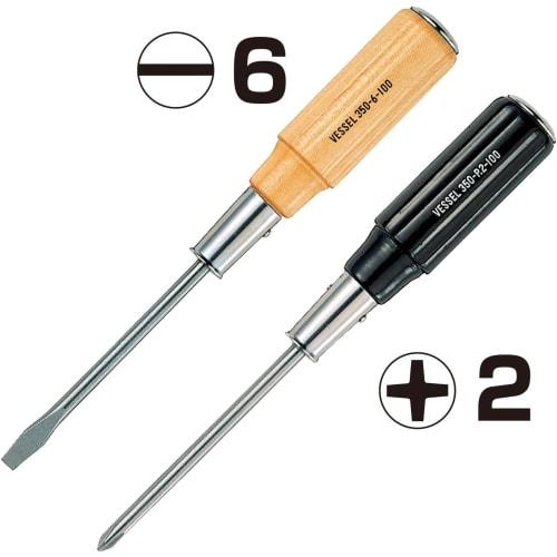 VESSEL Wooden Handle Penetrating Screwdriver -6 x 100 350