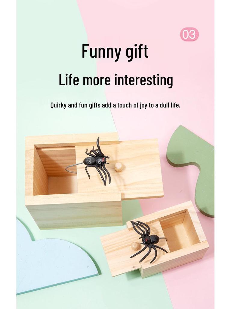 Jump Scare Wooden Prank Box - Spider Toy Horror Box Gag for TikTok