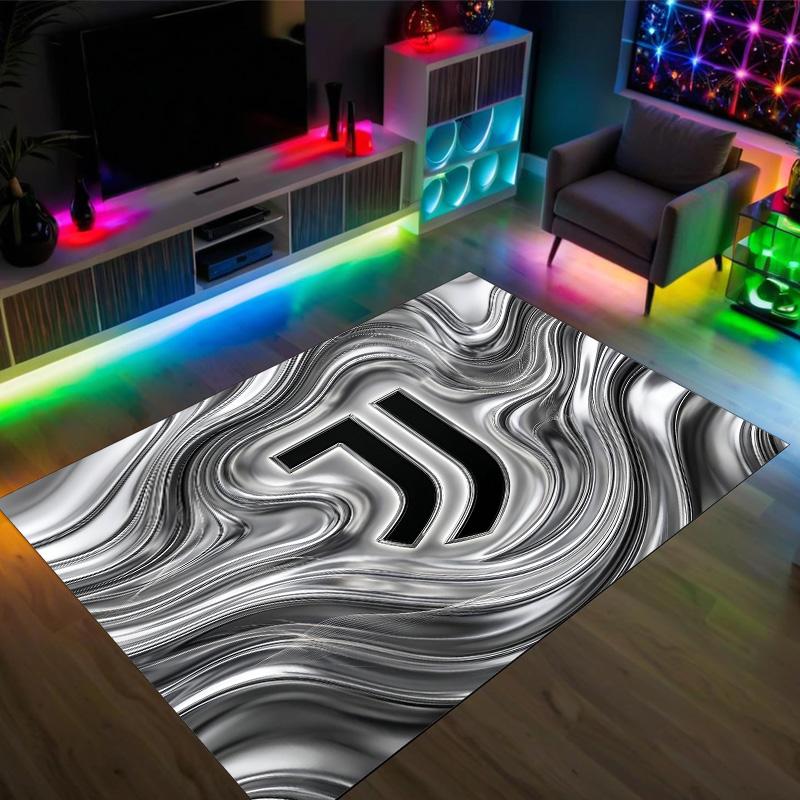 Juventus FC Design Kristall-Samt-Teppich Gemütlich Nicht?Rutschfester Teppich mit Aufdruck für Schlafzimmer Wohnzimmer Eingang