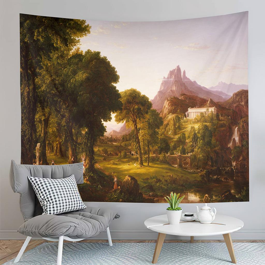 Painting Tapestry Rural Landscape Tapestry Trees Flowers Tapestry Creativity Art Tapestries Home Living Room Bedroom Dorm Decor