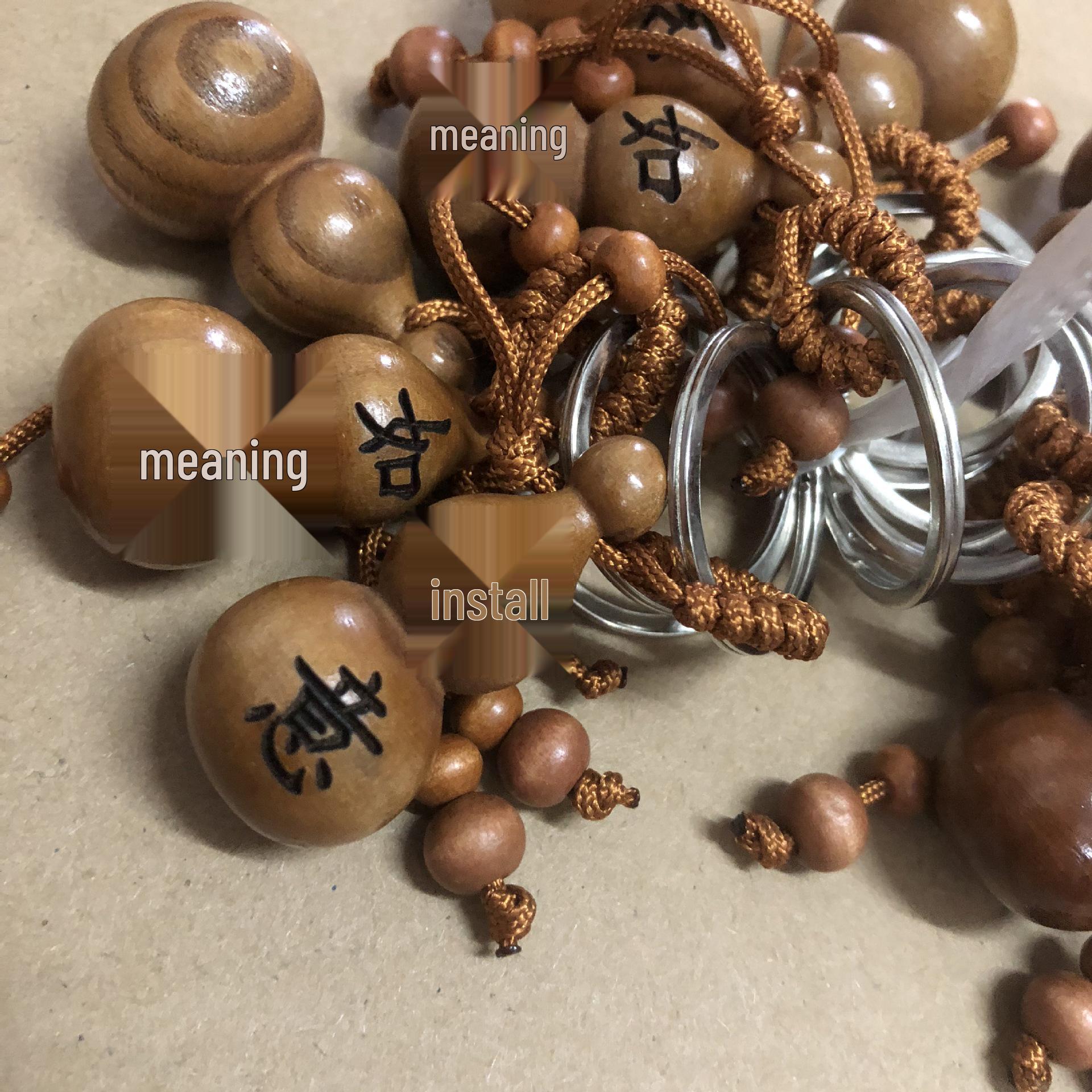 Peach Wood Carved Gourd Keychain Pendant for Wealth and Prosperity