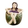 Artistic Tea Infuser for Home Bathing Girl Loose Leaf Tea, Fine Mesh Strainer, Creative Resin Residue Free Strainer Sitting Figure Filter Cups
