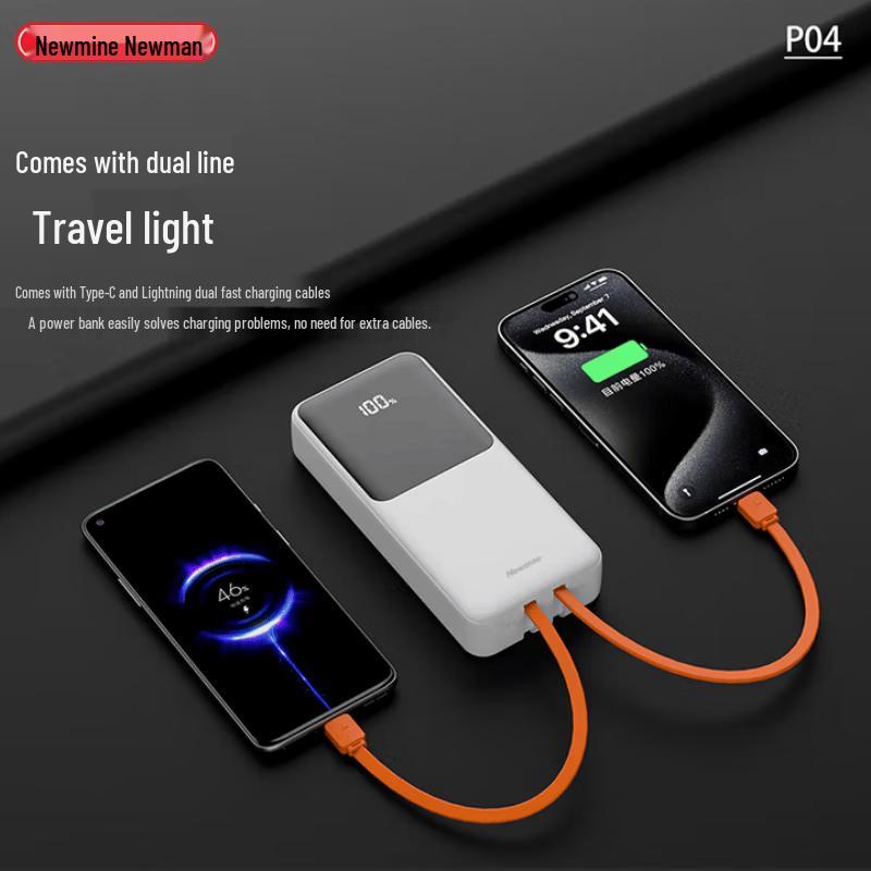 Newmine 20000mAh 22.5W Fast Charging Power Bank with Built-in Cable