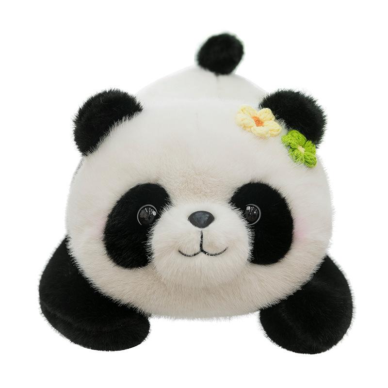 New Cute Party Version of Flower Panda Plush Toy Cartoon Panda Doll Doll Gift for Girls and Children