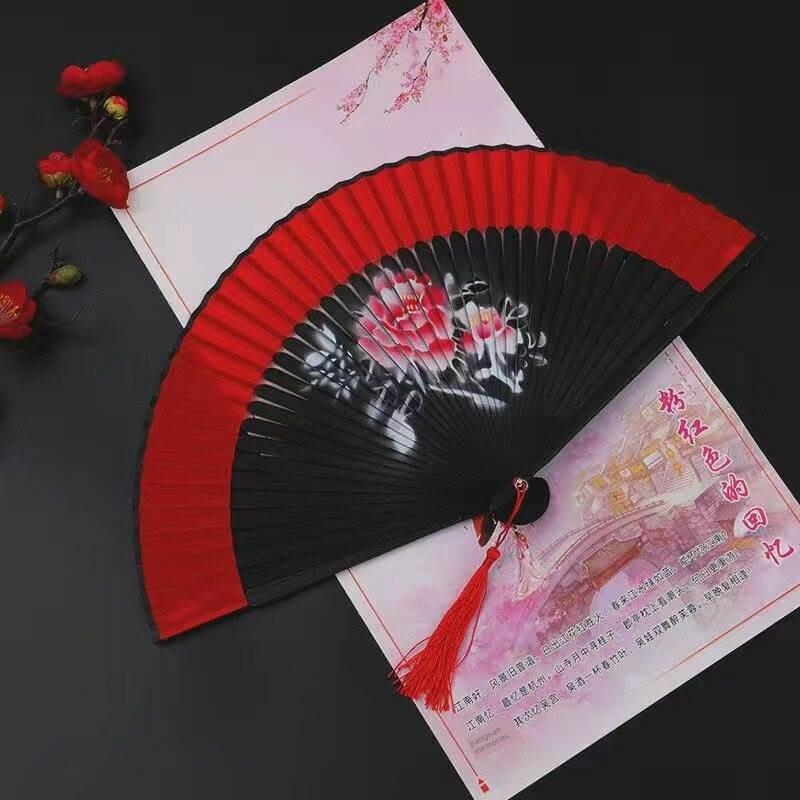 Red Dance Fan, Folding Fan for Dancing, Classical Dance, Chinese Style, Ancient Style, Hanfu