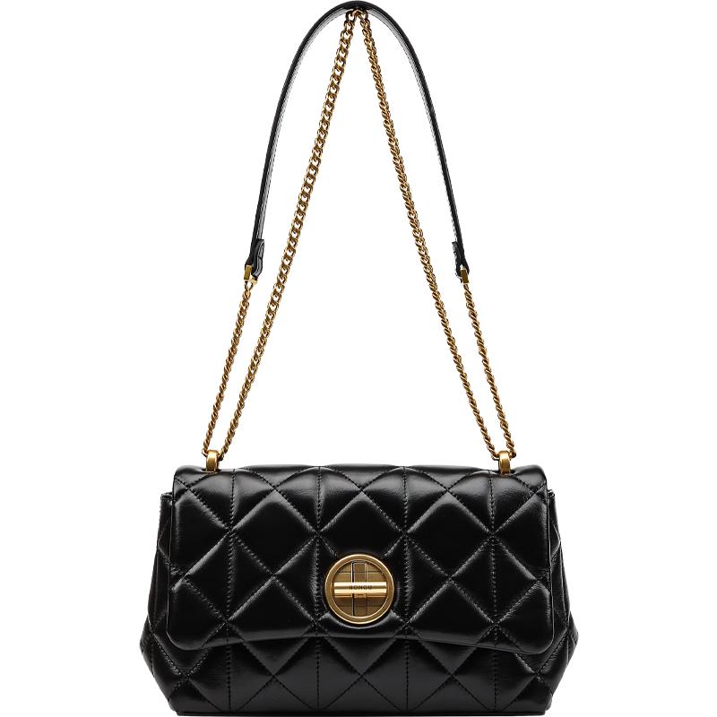 

HONGU Women s Leather Rhombus Chain Shoulder Bag