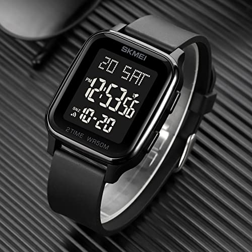 Datirzyx Men's Digital Watch with Soft Band, Waterproof, Stylish Design for Boys, Outdoors, Sports, Work, Multi-Function, Includes Japanese Instructio