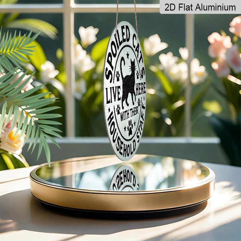 2D Flat, 1pc 7.87 X 7.87inch Pet Cat Warning Metal Aluminum Wall Art Sign | Unique Design, Easy To Hang, Durable, Long-lasting, Suitable for Home