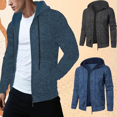 Chaqueta con Cremallera para Hombre Abrigos con Capucha Color Sólido Casual Sudadera con Cremallera Manga Larga Bolsillos Ropa Exterior Ropa Masculina Streetwear Yasheng