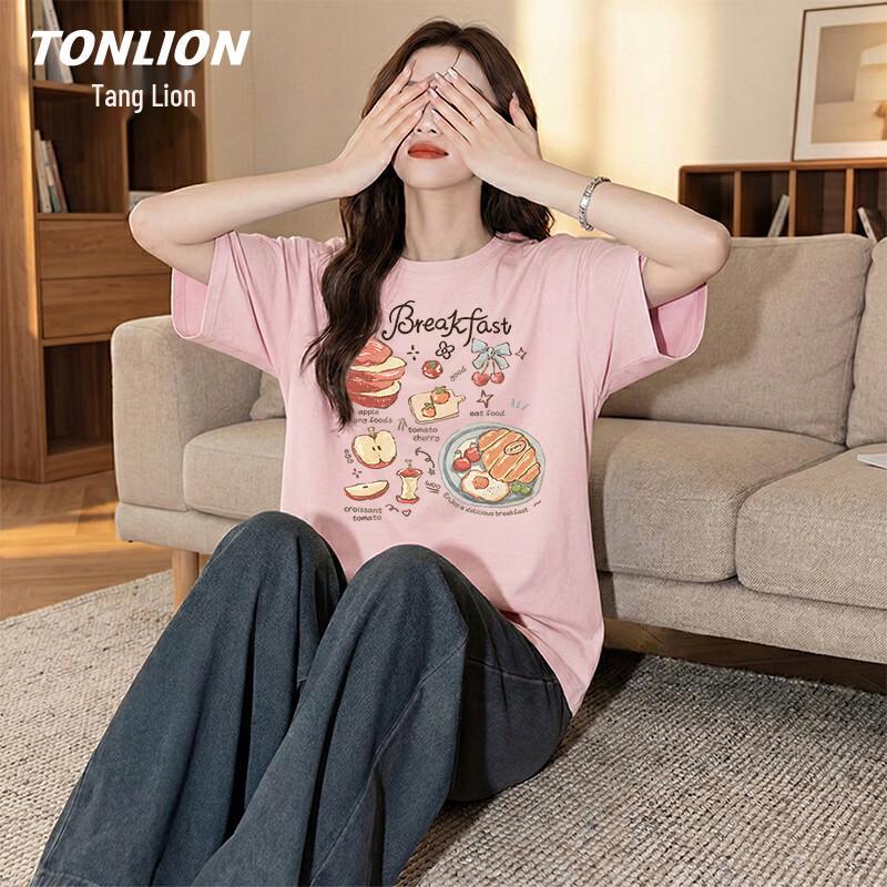 TonLion Women s Crayon Fruit Print Cotton T-Shirt S