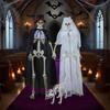 Halloween Bride & Groom Skeleton Set – 1 Pair Life-Size 65" Posable Skeletons with Movable Joints, Yard Decor