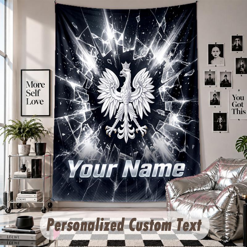 Custom Tapestry Wall Hanging, Poland Football Personalized Name Text Home Wall Decor