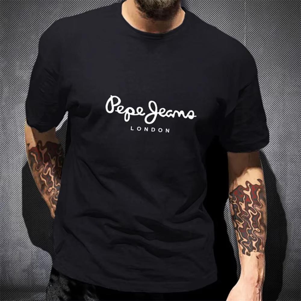 Nejnovější Pepe Jeans London Tričko Letní Pánské Krátký Rukáv Populární Móda 100% Bavlna Vrchní Díly Trendy Streetwear Trička Oblečení Y2K