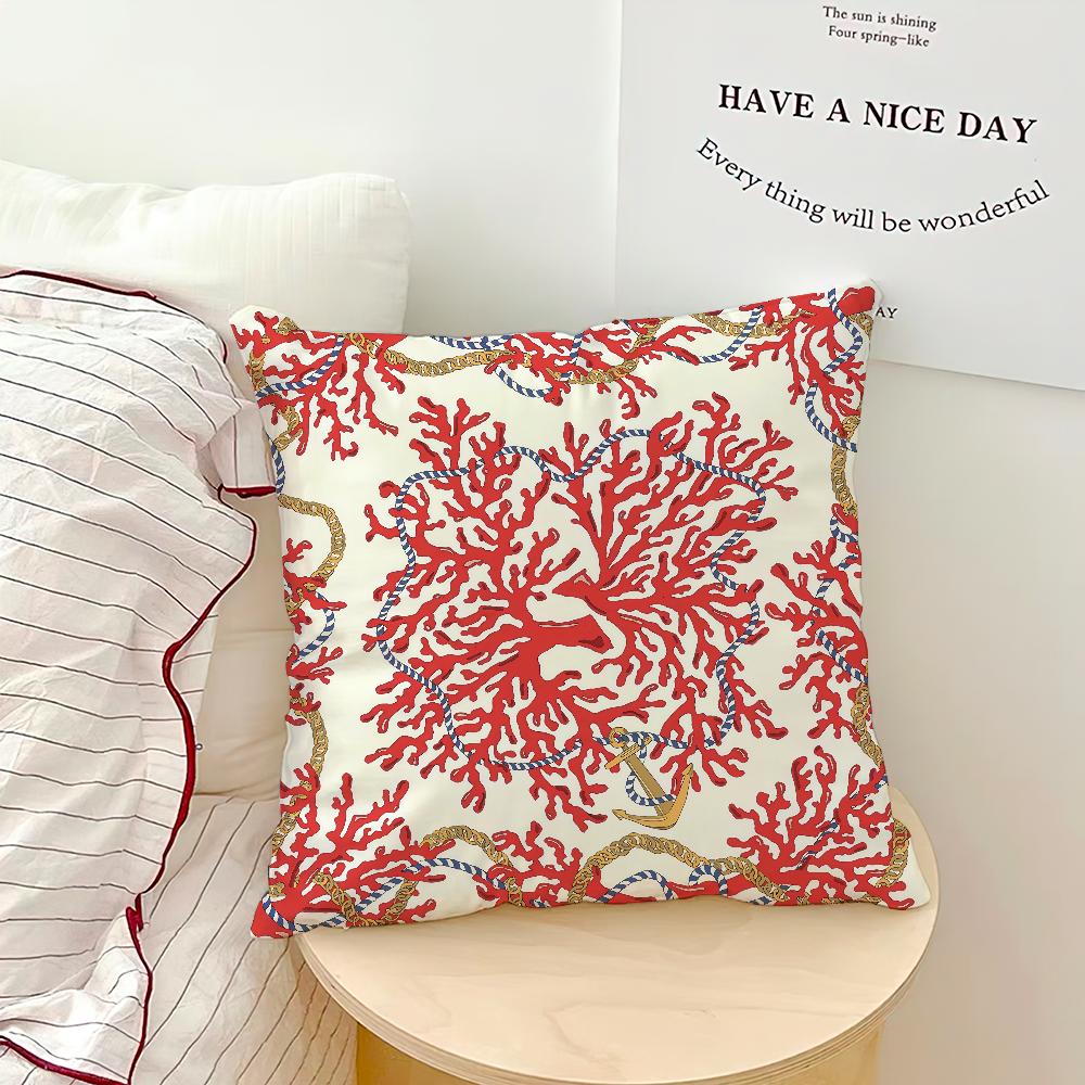 Fashion Retro Marine Life Sea Star Coral Irregular Art Soft Pillow Case for Sofa Living Room Home Office Decor Protective Covers