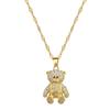 Light Luxury Temperament Gorgeous Full Diamond Heavy Industry Bear Necklace Female Versatile Collarbone Chain Titanium Steel Chain