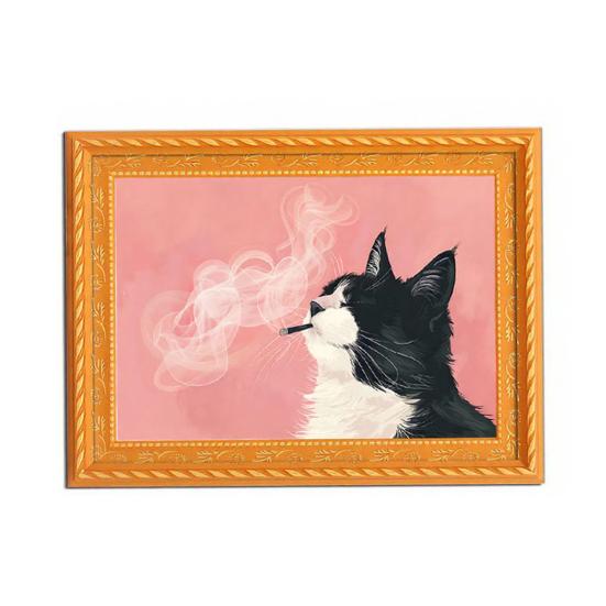 Vintage Cat Fridge Magnet 3D Wooden Frame Cat Refrigerator Magnet Home Kitchen Office Locker Decoration Cat Lover Gift