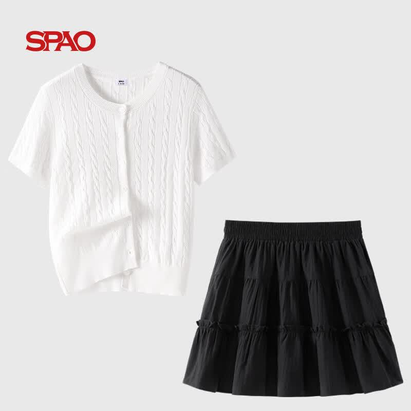 SPAO Cable Knit Cardigan and Skirt Set M