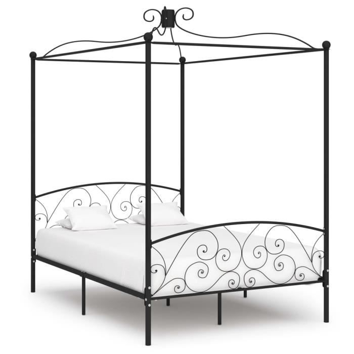 VidaXL Black Metal Canopy Bed Frames 140 X 200 Cm