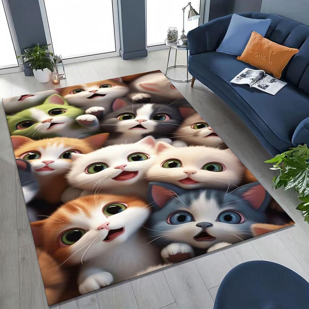 Neuer Niedlicher Katze Kätzchen Miau Cartoon Teppich für Schlafzimmer Wohnzimmer Sofa Zuhause Fußmatte Dekor, Große Kinder Spiel Anti-Rutsch Bodenmatte