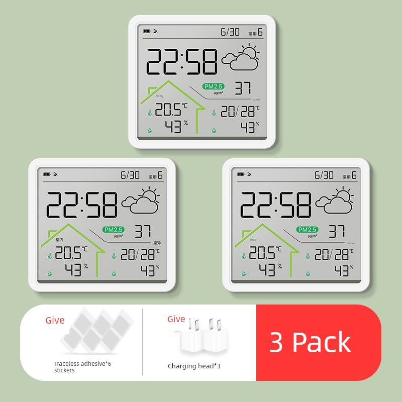 Wifi Connected Indoor Thermometer for Home Use, Accurate Outdoor Temperature and Humidity Meter, Clock, Pm2.5 Detector, Hygrometer