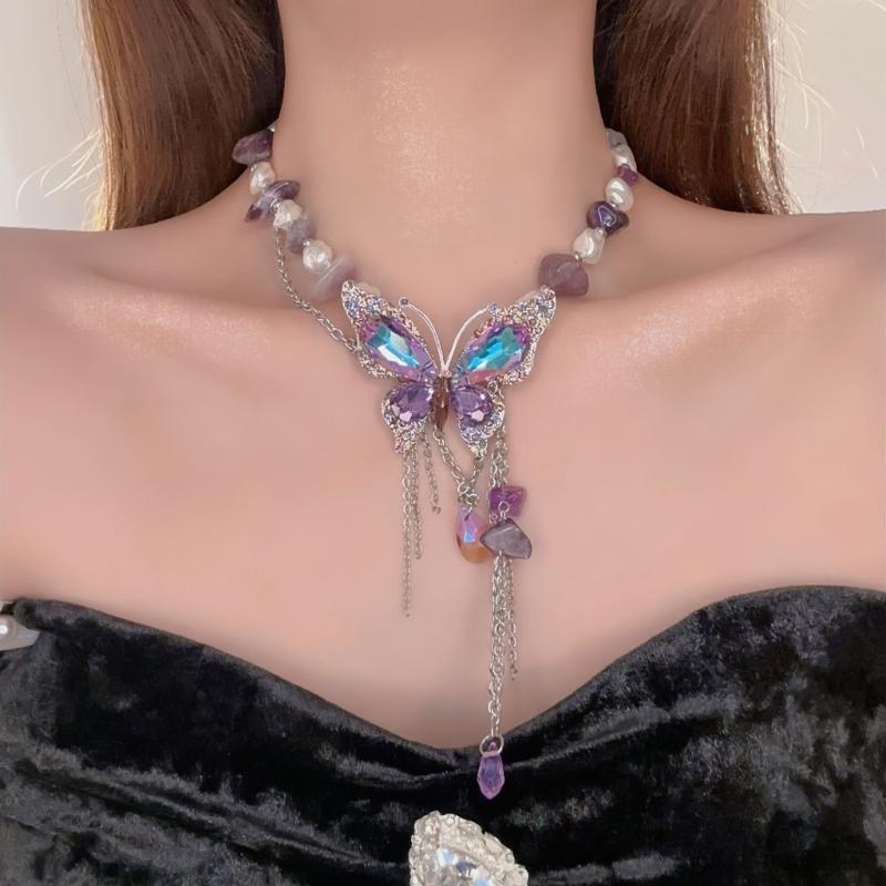 Artistics Butterfly Irregular Bead Necklace Alloy Jewelry For Casual Outfits And Formal Event