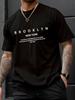 Summer Men's Pure Cotton Casual Loose Plus Size Brooklyn Print Sports Round Neck Short Sleeved Breathable Street T-shirt