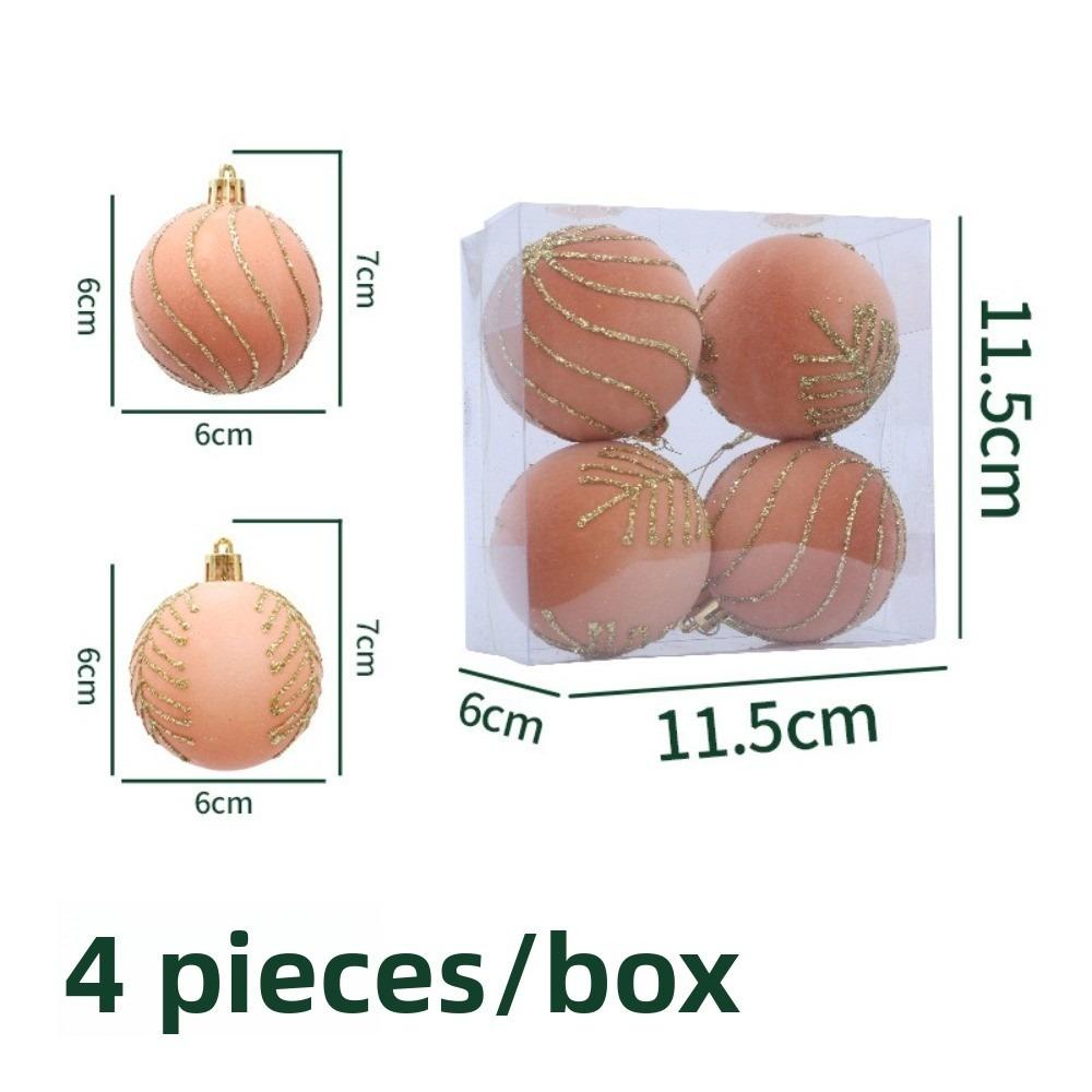 

4PCS DIY Christmas Ball Pendant Flocked Christmas Supplies for Christmas Celebration 6