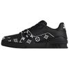 Trainer Cow Leather Low Top Skateboard Shoes Men's Black 1AHTO0