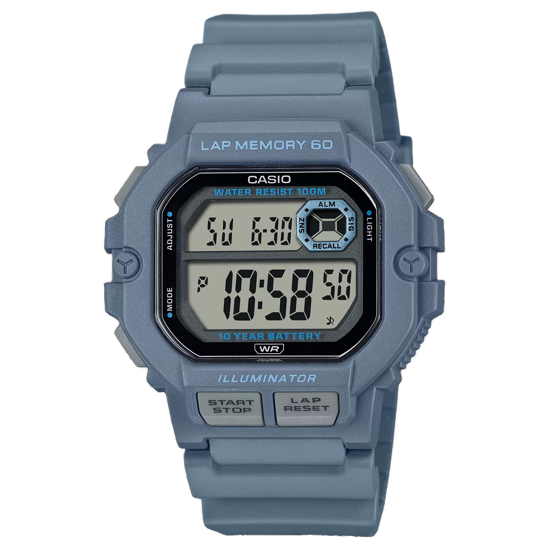 CASIO STANDARD 100m Water Resistant Quartz Movement Resin Strap Watch Men s Watches Gray Dial WS1400H-2AV Gray Dial