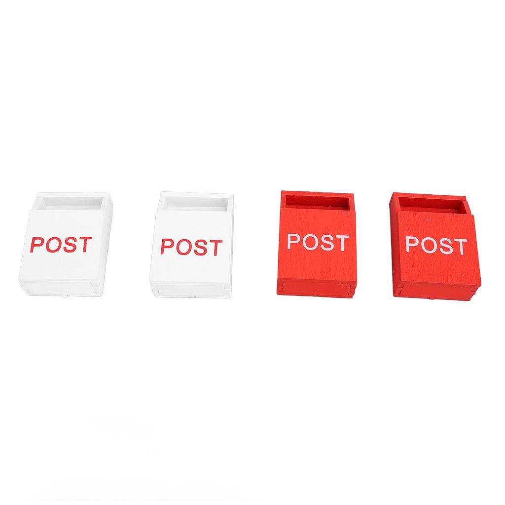 10Pcs Decorative Mailbox Outdoors Furniture Wooden Kids House Toy Mini Home Decor Craft White and