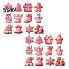 Decorative Wood Shapes for Christmas 12/24/36Pcs Pink Gingerbread Wooden Ornaments, Xmas Tree Hanging Decorations, Cute Cookie Ornaments Festive