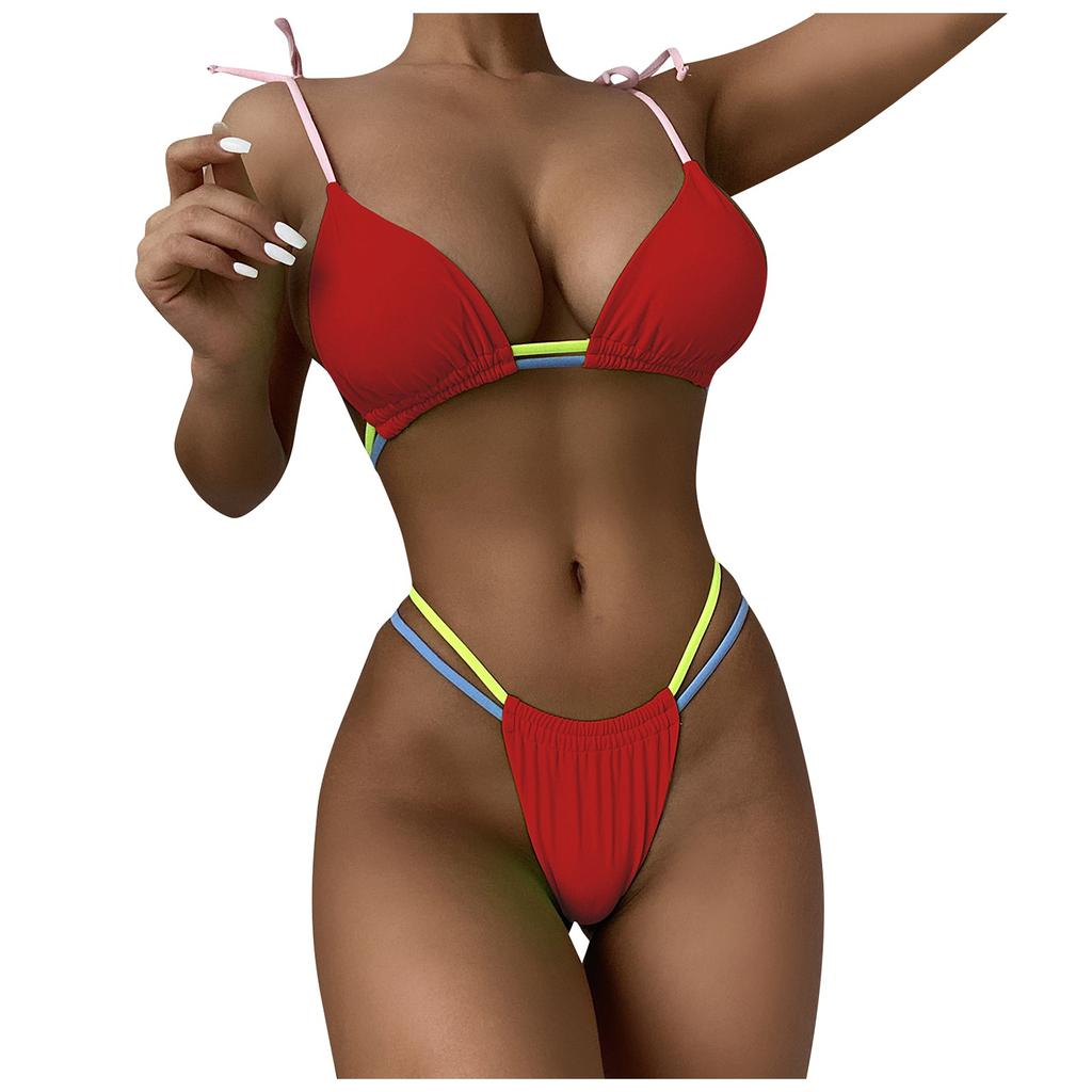 Women's Sexy Fashion Solid Color Strap Bikini Swimsuit