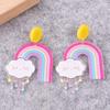 Cute Cartoon Clouds Rainbow Raindrop Acrylic Earrings for Women Creative Colorful White Cloud Lightning Moon Rain Transparent Dr