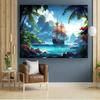 1Pcs Pirate Ship Palm Trees Seascape Ocean Decoration Background Summer Backdrop Decorations For Photo Studio Photo Booth Party
