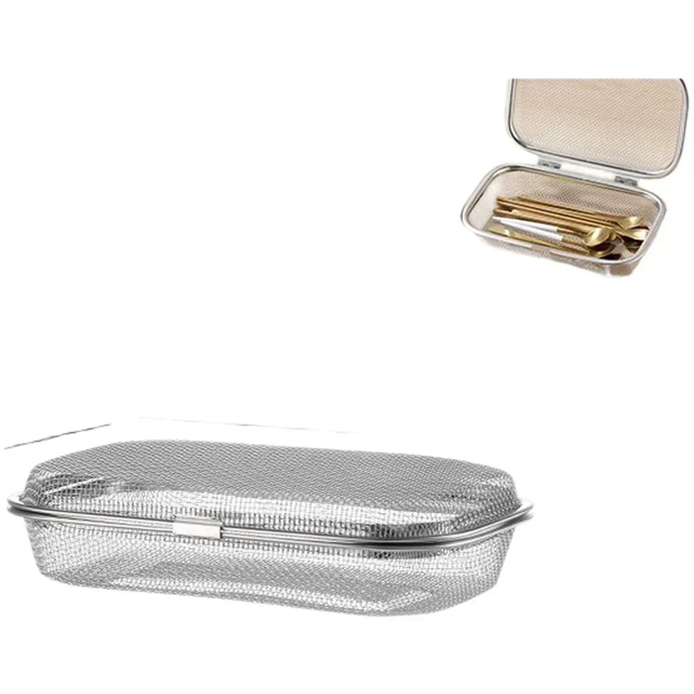 Kitchen Chopsticks Organizer Made of 304 Stainless Steel with Lid and Mesh Drainer for Efficient Water Drainage Dishwasher Safe