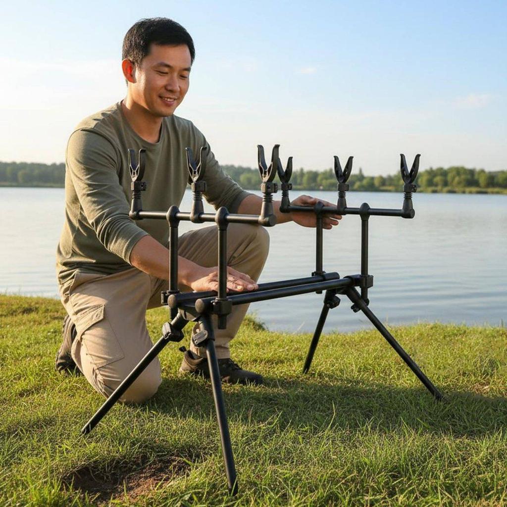 Triangular Fishing Rod Holder Stand Stable Aluminum Alloy Support Base for