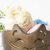 Wood Yarn Storage Bowl Wood Weaving Thread Bowl with Carved Holes Yarn Organiser for Crochet