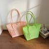 Jelly Color Pvc Clear Tote Bag Women Commute Shoulder Bag Large Capacity Waterproof Shopper Pouch Transparent Top Handle Handbag