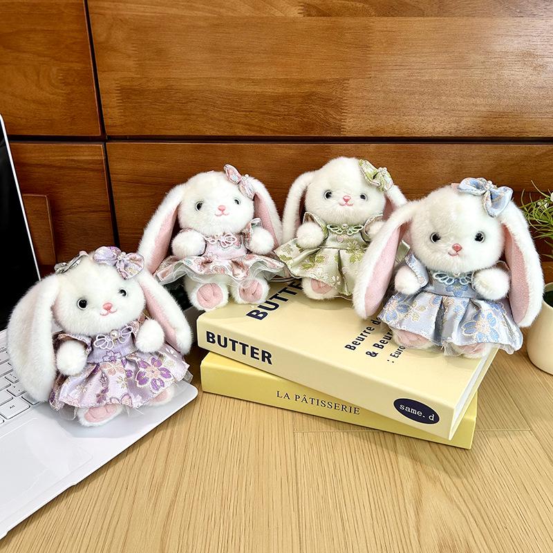 Floral Skirt Rabbit Plush Keychain Doll Ornament