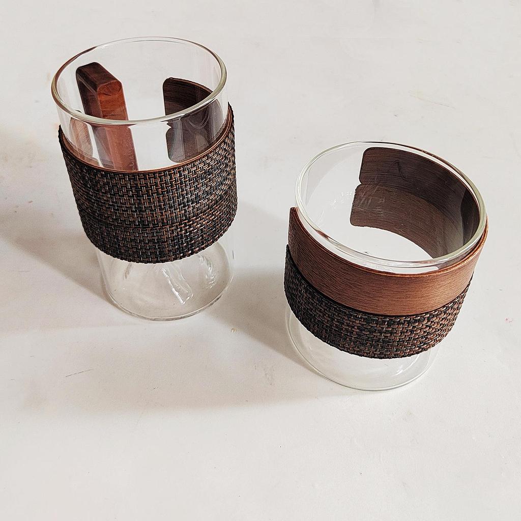 Black Walnut Insulated Anti-Scald Cup Sleeve for Coffee, Ceramic, or Glass Tea Set