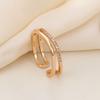 Gold plated full diamond cold wind double open ring Internet celebrity ring