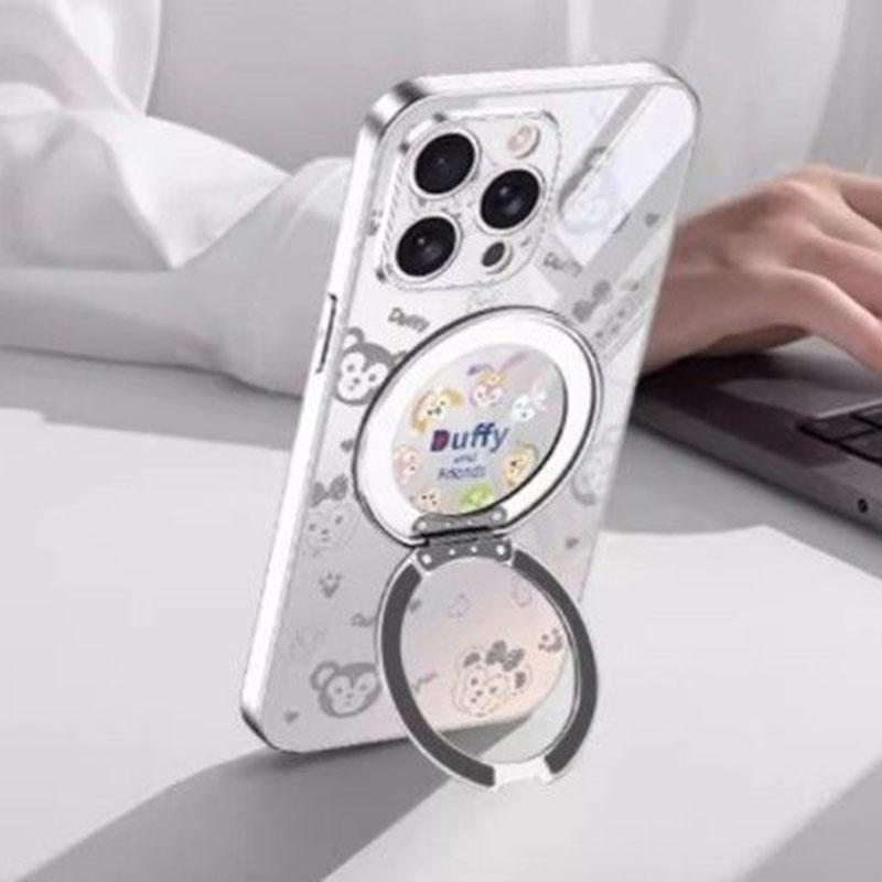 Suitable for Iphone Disney Duffy and Friends MagSafe Magnetic Phone Case with 360 Rotating Stand for IPhone Gift for Girls Cute