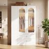 Kleiderschrank Weiß, 120 x 50 x 200 cm, 4 Schubladen, 2 Glastüren und 2 Kleiderstangen, Moderner Schlafzimmerschrank, für Schlafzimmer, Kinderzimmer, Büro