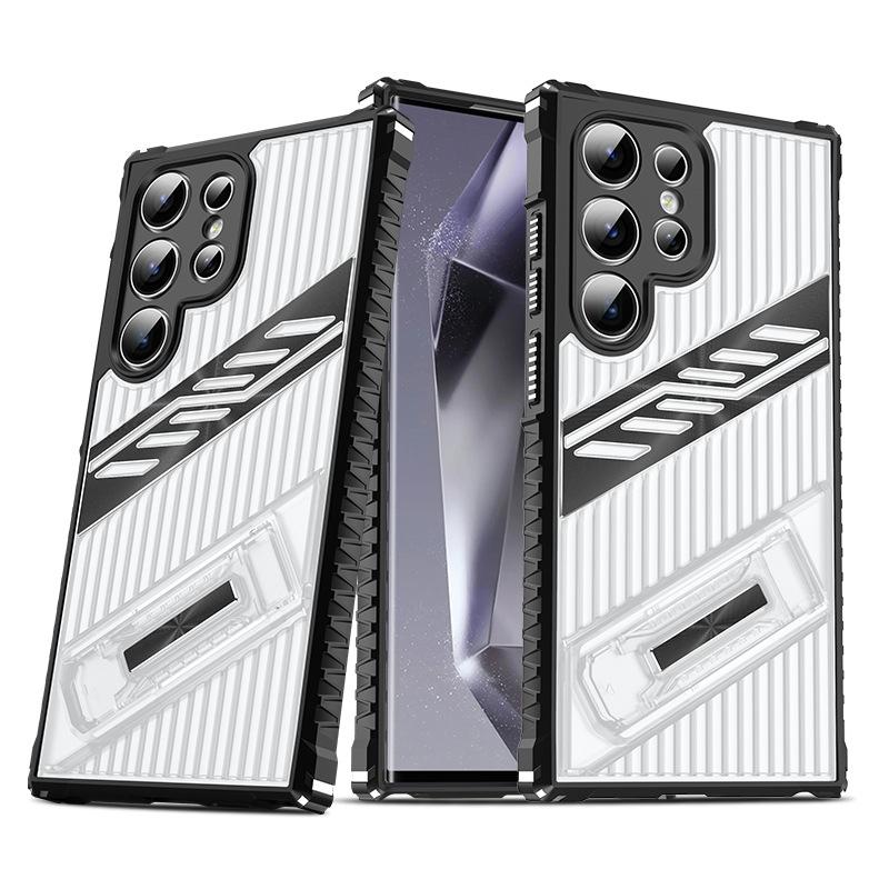 Samsung S25 Ultra Stealth Bracket Mobile Phone Case Suitable for S24PLUS Four Corner Anti Fall S23 Battle Shadow Protection Case