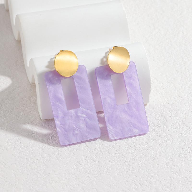 Retro Geometric Colorful Halo Earrings: High-End Stainless Steel Hong Kong Style Fashion