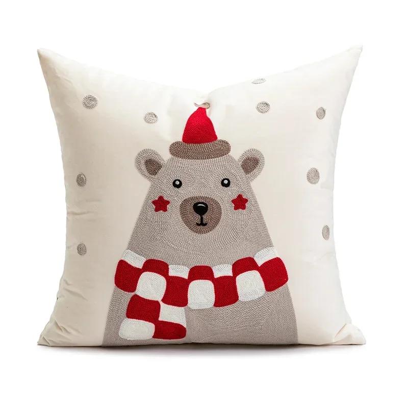 

New Merry Christmas Embroidered Cushion Cover Red Geometric Tufted Throw Pillow Covers Holiday Party Home Decor Living Room Cushion cover