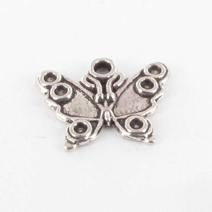 Breloque en métal Papillon Argenté